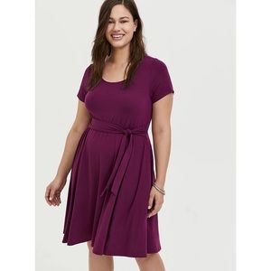Jersey tie front skater dress